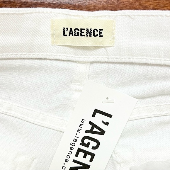 NWT L'AGENCE 90s High Rise Distressed Denim Frayed Raw Hem Cutoff Jean Shorts 25 - Picture 13 of 16